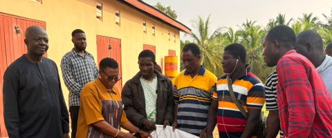 DISTRIBUTION TO FLOOD VICTIMS AT SOUTH TONGU DISTRICT ASSEMBLY.